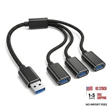 USB Splitter 1 in 3 Out, USB A Splitter Adapter, 2025 Upgraded USB 2.0 Male to picture