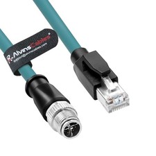M12 XCoded 8Pin Male to RJ45 Shielded Cat6a Ethernet Cable 1m 3.2 FT picture