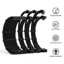 4-Piece 300mm PSU Extension Cable Kit ATX 24Pin PCI-E GPU CPU 8Pin 18AWG picture