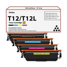 T12 T12L Toner Cartridges Replacement for Canon T12 T12BK T12C T12M T12Y 5098... picture