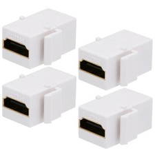 4 Pcs HDMI Keystone Jack Coupler Cable Joiner Snap In Insert Wall Plate White picture