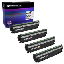 4PK Reman Toner Cartridges for HP 650A CE270A CE271A CE272A CE273A picture