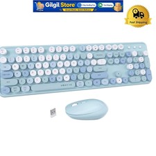 Retro Floating Keycap Wireless Keyboard & Mouse Combo for Modern Workspaces picture