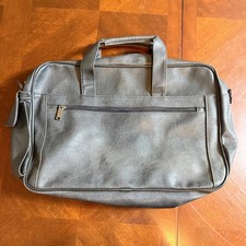 Vintage Leeds Gray Faux Leather Briefcase Messenger Bag Laptop Travel Multi-Use picture