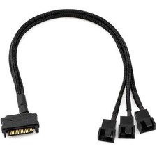 CRJ 15-Pin SATA to 3 PC Fan Power Adapter Cable - 12-inch 30cm Black Sleeved ... picture