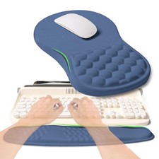 1 PCS Dark Blue 2In1 Ergonomic Set Wave Rise Keyboard Wrist Rest Mouse Pad picture