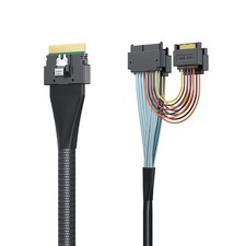 SlimSAS to Dual U.2 Adapter Cable, SFF-8654 8i to 2xSFF-8639 with 15pin SATA ... picture