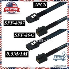 2 Packs SFF-8643 to SFF-8087 SAS Cable, Internal Mini SAS HD 0.5~1 Meter picture
