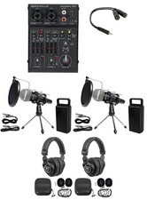 Rockville 2-Person Podcast Podcasting Recording Kit w/Mics+Stands+Headphones picture