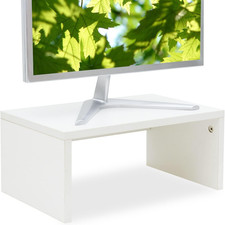 White Monitor Stand - 6.7 Inch Tall, Wood Riser, Desk Organization | Laptop/Prin picture