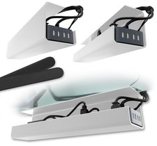 Under Desk Cable Management Tray 2 Pack 17 x 3.5 in Self Adhesive White PVC picture