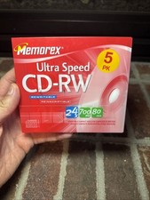 Memorex CD-RW Ultra Speed 5 pack, 24x, 700mb 80 Min, Rewritable NEW/SEALED  picture