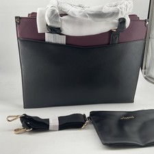 LOVEVOOK Laptop Bag for Women, 2-in-1 Tote 15.6 inch, Wine Red-black (A893) picture