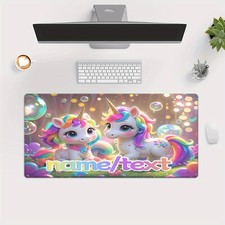 Customizable 1pc Dual Unicorns HD Printed Desk Pad, XXL Non-Slip Rubber Mousep picture
