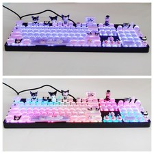 Kuromi luminous mechanical keyboard wired wireless blue axis notebook keyboard picture