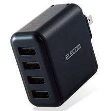 ELECOM USB AC Charger 24W Total 4 x USB-A Ports Compatible with iPhone (iPhone picture