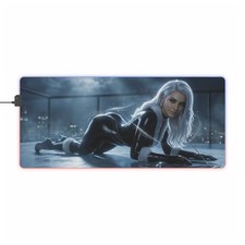 Black Cat Marvel RGB LED Gaming Desk Mat Superhero Mouse Pad picture