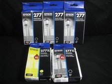 Bundle of 5 - Epson 277 Cartridges (3) Black (1) Black XL (1) Yellow XL - NEW picture