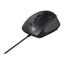 Buffalo Wired Mouse BlueLED Silent 5 Buttons Medium Size Black (BSMBU505MBK)from picture