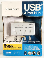 Newpoint USB 4-Port Hub White External Includes 6 Foot Extension Cable NEW picture
