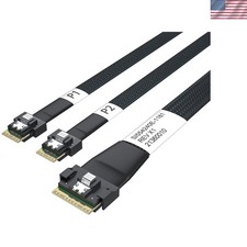 Efficient 0.3m SlimSAS SFF-8654 8i to 2x4i Male-Male Cable - 24Gbps Speed picture