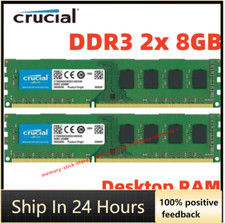 CRUCIAL DDR3 1600MHz 2x 8GB 16GB PC3-12800 Desktop Memory RAM 240pin DIMM 16G 8G picture