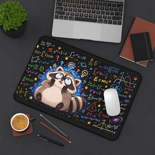 Funny Math Raccoon Desk Mat Mouse Pad | 2 Sizes | Colorful Formula Art picture