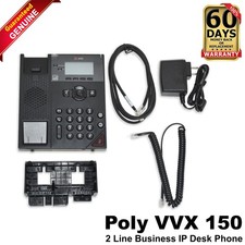 HP Poly VVX 150 2 Line Business IP Desk Phone PoE-enabled with AC Power Adapter picture