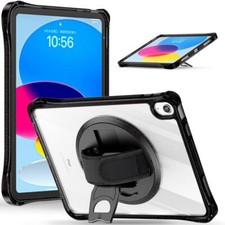 Rotating Case For Apple iPad 10/9/8/7th Gen Clear Kickstand Rugged Cover+Strap picture