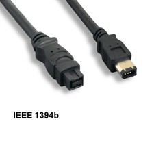 KNTK 6ft IEEE1394b 9 to 6 Pin Cable Firewire 400Mbps iLINK DV PC Cord Black picture