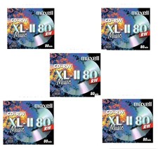 5 x Maxell CD-RW Audio XL-II Silver Digital Music Recordable Discs Jewel Case picture