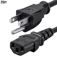 25FT 16/3 Power Cord Cable NEMA 5-15P to IEC 60320 C13 16AWG 3-Prong 13A Black picture