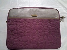 Fossil Key-Per Quilted Floral Purple Gray Laptop Sleeve Padded Case Zip Pouch picture