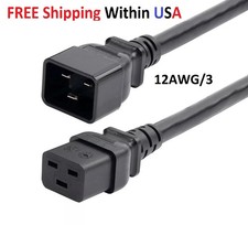 C19 to C20 12AWG Lot 10 Power cable 6ft ea Black Heavy Duty Power Cord IEC60320 picture