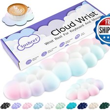 Sushret Cloud Wrist Rest Keyboard Pad Set PU Leather Memory Foam - Rainbow picture