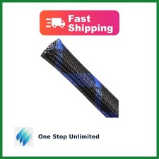 Kelepu Expandable Braided Sleeving PET Wire Loom Black Blue 5/8