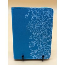 Blue Floral Faux Leather Tablet Folio Case with Kickstand and Hand Strap picture