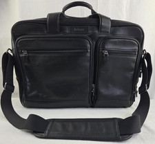 Hartmann Leather Briefcase Black Laptop Bag Dual Compartment Business Travel picture