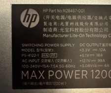 PS-4122-1 HP Omen 45L 1200W ATX 3.0 Power Supply 80 Plus Gold N28487-001 PSU picture