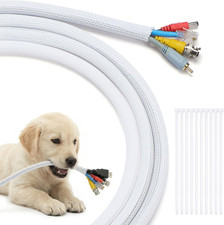 10Ft - 1/2 Inch Cord Protectors from Pets No Chew, White | Split Cable picture