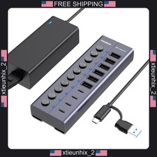 FIDECO 10-Port USB Hub with 60W Power Adapter for Laptop and PC picture