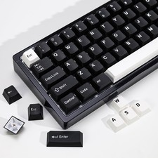 WOB Black White PBT Keycaps 174 Keys Cherry Profile Double Shot Gaming picture