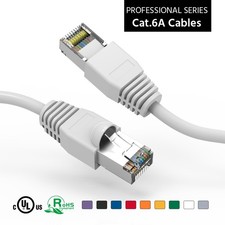 20 Pack of 5Ft CAT6A Shielded (SSTP) Ethernet Network Booted Cable White picture