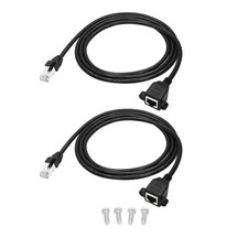 Cat6 Ethernet Extension Cable 3FT RJ45 Male Female Panel Mount Shielded 2 PCS picture