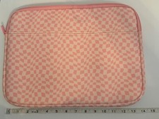 Nordstrom Hot Pink Checker 14in x 10in Cushioned Soft iPad Laptop Sleeve 449 picture