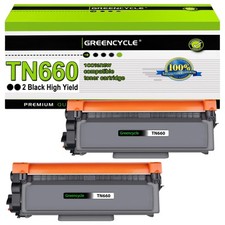 Greencycle 2 Pack Tn660 Tn-660 Tn630 Tn-630 Black Toner Cartridge Repl picture