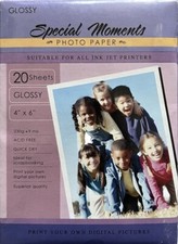 Glossy Special Moments Photo Paper For Ink Jet Printers 20 Sheets 4 x 6 Inch  picture