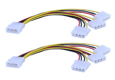 2-Pack Molex 4 Pin Power Supply Y Splitter Cable - 3 Female to 1 Male(8 Inchs) picture