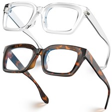 VISOONE 2 Pack Square Computer Blue Light Blocking Glasses For Women Men MONTANA picture