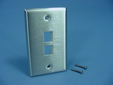 Leviton 2-Port Stainless Steel Quickport Jack Wall Plate Box Mount 43080-1S2-320 picture